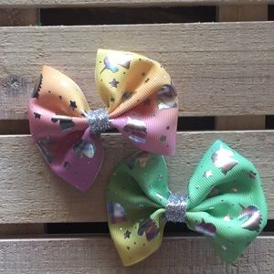 Unicorn pigtails hairbow